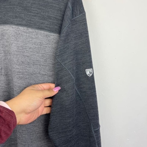 Kuhl Men's Ryzer 1/4 zip pull over sweater in "Black/ Koal" Black/gray size L - Picture 6 of 10